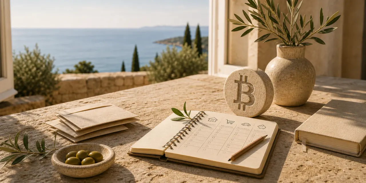 Bilježnica za osobni financijski sustav u mediteranskom radnom prostoru.